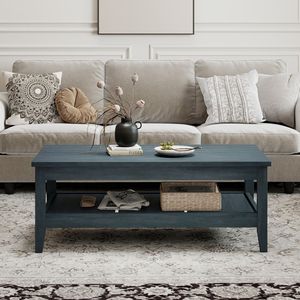 <b>Rustic</b> Farmhouse <b>Coffee</b> <b>Table</b> with Thickened Top for Cocktail Centers - Product Image 1
