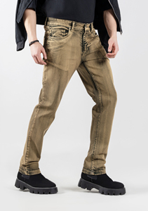 Pantalones Vaqueros de Mezclilla Lavados a la Piedra de Pierna Recta, Cintura Media, Corte Regular, Largos, de Algodón, Estilo Casual Vintage para Hombre, Estilo Otoñal - Product Image 4