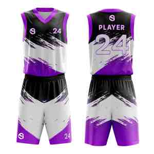 Conjunto de Uniforme de Baloncesto Personalizado sin Mangas, Camiseta Deportiva Transpirable con Cuello en V, Antibacteriana, Sublimada, para Hombre - Product Image 1