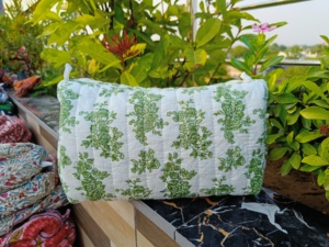 Makeup Packing <b>Bag</b> For Women Cotton Quilted <b>Waterproof</b> Makeup <b>Bag</b> Large Travel Cosmetic Pouch Block Print Indian <b>Toiletry</b> Pouch - Product Image 6