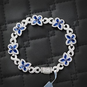 Pulsera de Mariposa Infinita con Moissanita VVS Color D, Plata de Ley 925, Chapado en Oro de 14K, Diamante Dvars de 12MM, DMB-22, de Moda - Product Image 1