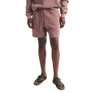 Custom <b>Men's</b> Dusty Pink Fleece <b>Shorts</b> <b>Elastic</b> <b>Waist</b> Drawstring Side Pockets Above Knee Casual Lounge Wear Wholesale Plain <b>Shorts</b> - Product Image 1