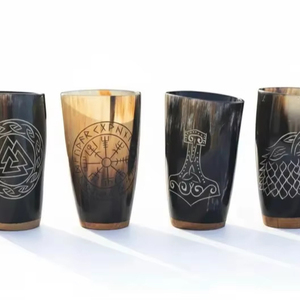 Verres à boire modernes en corne de buffle noire naturelle de luxe, technique de sculpture, haute qualité, écologiques - Product Image 1