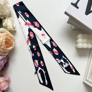Écharpe en soie à motif animalier pour femme, fine et étroite, ruban décoratif pour poignée de sac, petit foulard en soie, ruban pour poignée de sac à main, bandeau pour cheveux - Product Image 5