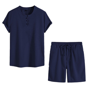 Conjunto de 2 Piezas de Camiseta de Manga Corta y Pantalones Cortos para Hombre, Verano, Chándal Informal Personalizado, Alta Calidad, 100% Algodón, Logotipo Personalizado - Product Image 1