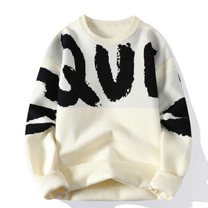 เสื้อขายดี ปักโลโก้ได้ แฟชั่นเสื้อแขนยาวถักไหมพรม เสื้อสเวตเตอร์ผ้าฝ้าย เสื้อกันหนาวผู้ชาย เสื้อถักไหมพรมสำหรับผู้ชาย - Product Image 1