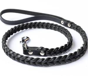 Correa de Cuero Trenzado Genuino para Perro – Negra – Correa de Cuero Hecha a Mano, Resistente y Flexible para Perros Medianos y Grandes - Product Image 3