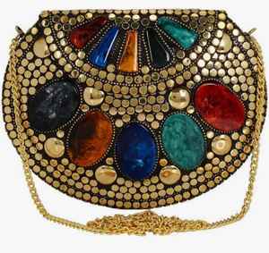 Bolso de mano de latón con incrustaciones de metal, hecho a mano, de calidad premium, para mujer, ideal para fiestas, de proveedor indio, disponible a un precio competitivo. - Product Image 1