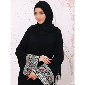 Nuevos diseños de abayas estampadas con frente abierto, ropa tradicional musulmana, abaya para mujer, vestido musulmán con hiyab - Product Image 2