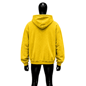 Sudadera con Capucha Amarilla con Gráficos y Letras Blancas en Grafiti, Sudadera Oversize Texturizada de Estilo Urbano Informal - Product Image 2