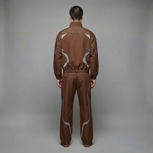 Survêtement décontracté deux pièces coupe régulière en coton 100% avec capuche imprimée, coupe-vent, imperméable, broderie personnalisée, OEM/ODM - Product Image 3