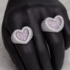 <b>Women</b> Pinky Diamond Iced Hip Hop Heart Baguette Diamond 925 Silver Cocktail <b>Statement</b> <b>Ring</b> round cut diamond <b>ring</b> <b>ring</b> <b>for</b> woman - Product Image 5