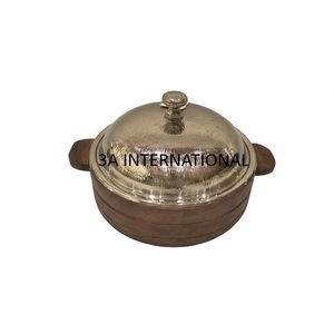 Marmite de service en acier inoxydable avec finition noyer et bord arrondi pour table à manger, fournisseur d'Inde - Product Image 1