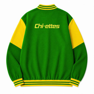Chi Eta Phi Sorority Varsity Jacket Green & Yellow Greek Letterman Bomber College Style Patch Embroidery Women's Jacket - Product Image 3