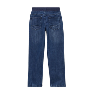 Pantalones Vaqueros de Pierna Recta para Niños, Lavado Medio, Cintura Elástica, Corte Ajustado, Largos, Informales, de Mezclilla, para Uso Diario, Moda Urbana, Novedad - Product Image 2