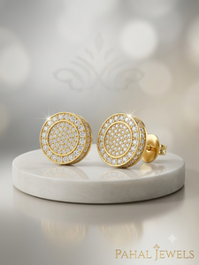 Gold Plated Round <b>Stud</b> <b>Earrings</b> Iced Out Zircon Micro Insert Claw Set Jewelry for Party Wedding Gift - Product Image 3