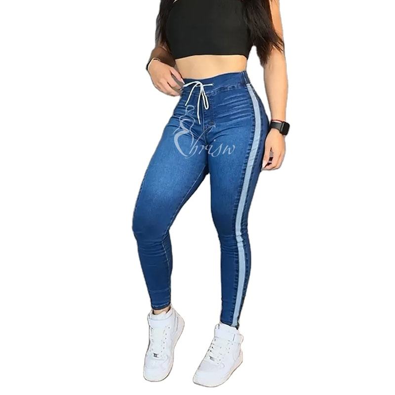 Lace-Up Skinny Casual Jeans Women Custom Jeans Mom Denim Pants