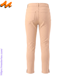 Pantalon décontracté pour femme, coupe régulière, cinq poches, ourlet fendu, tissu respirant, été-printemps, coton élasthanne 6,64 oz - Product Image 3