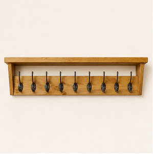 Perchero moderno de madera maciza de roble para montar en la pared con estante de almacenamiento, resistente, con 10 ganchos, organizador para recibidor, para abrigos, sombreros y bolsos. - Product Image 3
