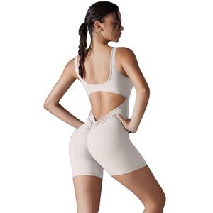 ชุดออกกำลังกายผู้หญิงทรงสลิมฟิต แขนกุด คอวีลึกด้านหน้า ด้านหลังเป็นรูปตัวยู ป้องกันแบคทีเรีย - Product Image 2