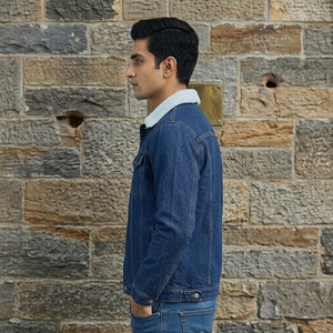 Veste en jean décontractée d'hiver personnalisée, écologique, avec col en sherpa pour hommes |   Veste de camionneur doublée en polaire avec fermeture éclair |   Effet délavé vintage - Product Image 3