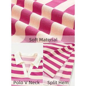 Abito Estivo Casual da Donna 2025, Lunghezza Midi, Scollo a V, Design a Righe Senza Maniche, Vestibilità Ampia, Colore Rosa - Product Image 4