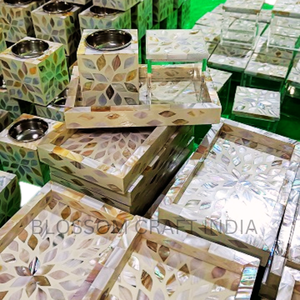 Ensemble cadeau d'encens d'aromathérapie de luxe, fabrication artisanale indienne, qualité haut de gamme, brûleur d'encens en nacre, plateau en os incrusté - Product Image 2