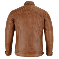 Jaket Kulit Biker Pria Berkinerja Tinggi Jaket Kulit Moto Ergonomis Pria Jaket Kulit Biker Cokelat Klasik untuk Pria