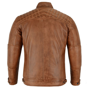 Blouson de motard en cuir haute performance pour homme, blouson moto ergonomique en cuir pour homme, blouson de motard classique en cuir marron pour homme - Product Image 3