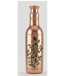 Copper Bottle with 2 Glass Set Modern <b>Floral</b> Design Eco-Friendly & Leak-Proof for Ayurvedic Health Benefits - Product Image 1