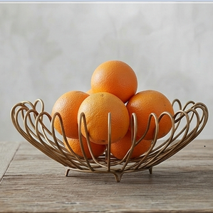 Cesta de Frutas Apilable de Alambre Metálico Dorado, Cesta de Frutas Metálica con el Mejor Diseño para Almacenamiento en la Cocina - Product Image 1