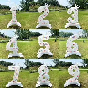 32 אינץ' מעמד מספר לבן 0-9 צורת בלונים סרט אלומיניום מסיבת יום הולדת דקור ילד צעצוע בלונים ליום השנה