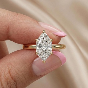 3CT Marquise Cut IGI Certified Lab Grown Diamond Engagement Ring for Women in 10K Yellow Gold Solitaire Ring - Product Image 1