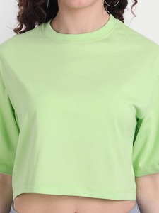 Women's Heavyweight 100% Cotton <b>Box</b> Cut Tee Shirt Oversize <b>Drop</b> Shoulder Boxy Fit Crop Top for Summer 250-300 Gsm - Product Image 6
