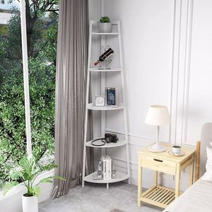 WTZ 70-Inch Tall <b>Rustic</b> Bamboo Bookcase 5-Tier Industrial Corner Ladder <b>Shelf</b> Small Bookshelf with Corner <b>Shelf</b> - Product Image 5