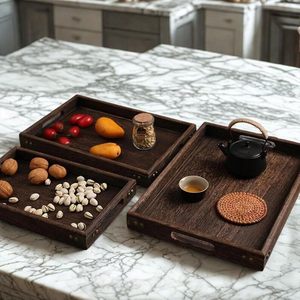 Venta al por Mayor de Bandejas Decorativas de Madera Cuadradas Minimalistas de Alta Calidad, Bandejas de Madera Personalizadas - Product Image 2
