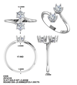 14K Gold Toi et Moi Diamond <b>Ring</b> Natural SI Stones Unique Open Band Couple <b>Ring</b> from <b>Indian</b> Manufacturer - Product Image 4