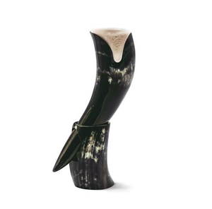 Corne à boire viking de haute qualité, artisanale, en corne de buffle naturelle, avec support, style poli, directement d'Inde - Product Image 2
