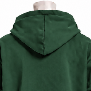 Sudadera con capucha de doble capa verde bosque, de peso pesado, con mangas superpuestas, estilo oversize y hombros caídos, para uso casual y streetwear. - Product Image 4