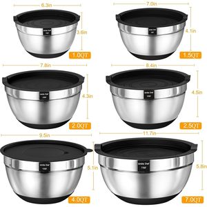 Set di 26 Ciotole in Acciaio Inox con 3 Grattugie, Fondo Antiscivolo Nero e Coperchi Ermetici, Misure 7, 4, 2 - Set di Utensili da Cucina - Product Image 6