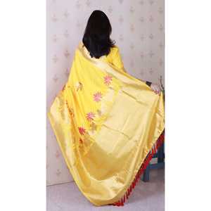 Sari en soie douce jaune vif Elite Weaves, tissage Kamdhenu, sari indien traditionnel tissé Zari pour femmes - Product Image 4