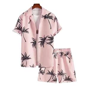 peech Color Floral PrintDesign Breathable Men's Casual BeechWear SummerShirt 320Grams QuickDry Eco-Friendly Short Sleeve100%poly - Product Image 3