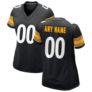 Custom Unisex Black Gold American Football Jersey V-Neck Short Sleeve Front Logo Sublimated Print Breathable Mesh 100% Polyester - Product Image 1