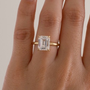 D Color VVS <b>Emerald</b> Cut Moissanite Solitaire 14K Gold IGI Certified 4 Prong Setting Classic Engagement Wedding <b>Ring</b> Women - Product Image 2