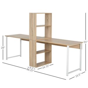 88\" Extra Long 2-Person Foldable Computer <b>Desk</b> Storage Shelves Combo Double Workstation for Home Office <b>Study</b> Writing Table - Product Image 3