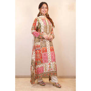 Magnifique ensemble élégant de haut et de bas beige JL pour les fêtes avec dupatta, taille XL - Product Image 5