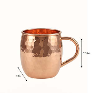 Mug à Moscow Mule en cuivre martelé artisanal avec poignée en laiton, idéal pour les cocktails à la maison, les fêtes ou les bars - Product Image 2