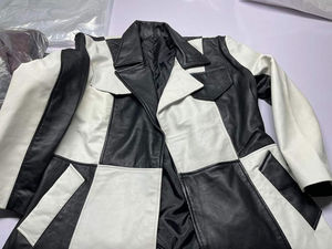 Abrigo de cuero genuino hecho a mano para hombre, estilo trench, en blanco y negro, 100% cuero auténtico, abrigo largo personalizado. - Product Image 4