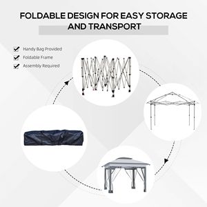 Gazebo Pieghevole Istantaneo 12x12 con Pareti Laterali in Rete, Altezza Regolabile a 3 Livelli, Borsa per il Trasporto, Grigio, per Cortile - Product Image 6