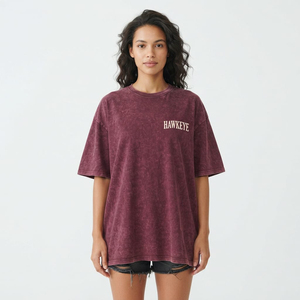 เสื้อยืดคอตตอนออร์แกนิคน้ำหนักเบาทรงโอเวอร์ไซส์ สไตล์สตรีทแวร์ คุณภาพสูง คอเต่า ล้างสีแบบแอซิดวอช ทรงบ็อกซี่ สกรีนโลโก้ได้ตามต้องการ สำหรับผู้หญิง - Product Image 4